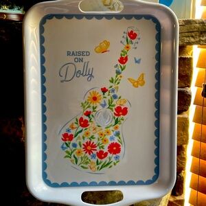 Dolly Floral Guitar Design Serving Tray. Raised On Dolly